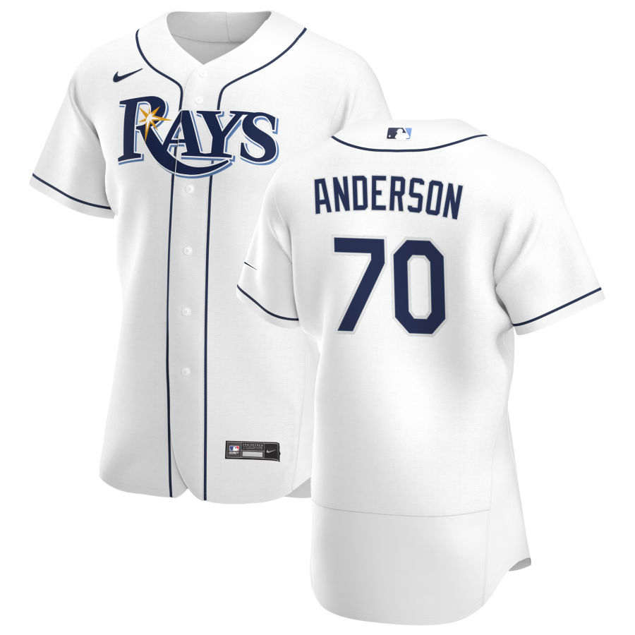 Tampa Bay Rays 70 Nick Anderson Men Nike White Home 2020 Authentic Player MLB Jersey